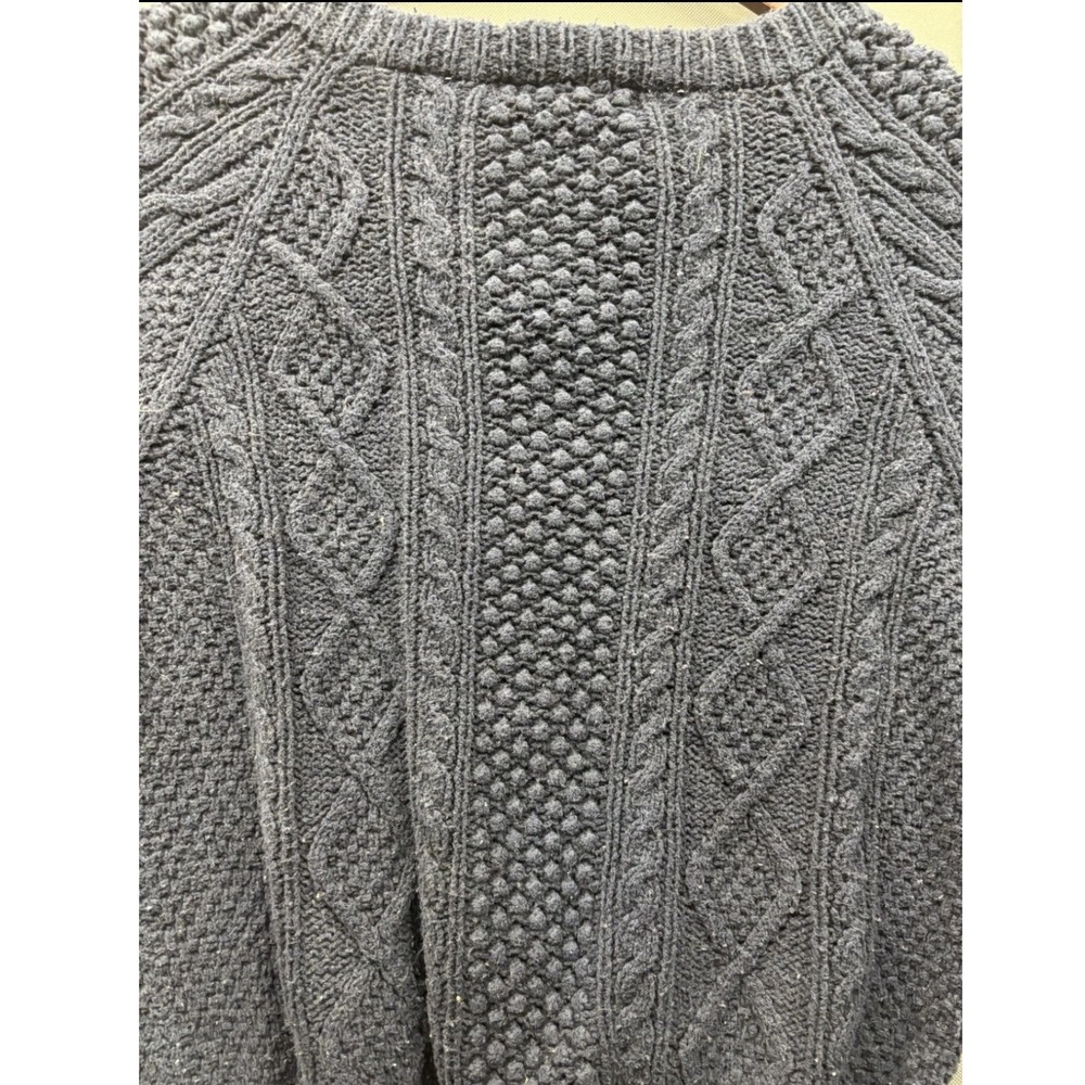 Orvis Cardigan Sweater Womens Navy Blue Silk Cotton Cable Knit Pockets M - Picture 5 of 8